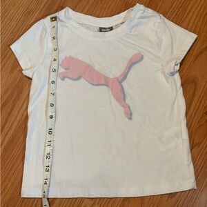 Puma Kids White Tee with Pink Logo